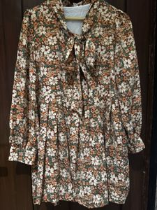 Floral Tie Neck Dress
