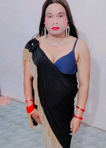 Elegant Black and golden ready to wear saree