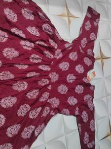 Maroon Printed Kurta