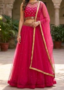 Pink flared lehenga choli set