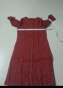 Maroon Printed Kurta with flaws no return middle s