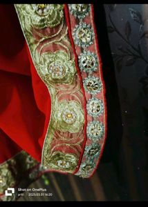 Beautiful Red Saree with Gold Border