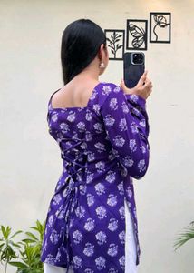 Purple Floral Print Kurta