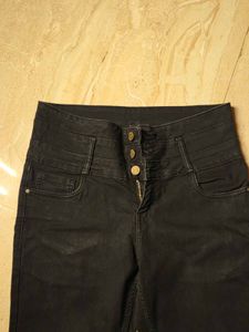 Black High-Waisted Button-Fly Jeans