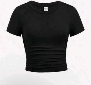 Ruched Black Crop Top