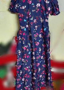 Navy Floral Print Maxi Dress