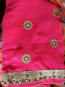 Pink Embroidered Saree