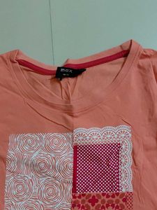 Women's Peach Patchwork T-Shirt
