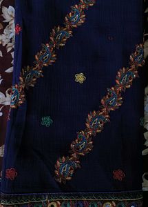Embroidered Navy Blue Saree