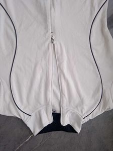 White Zip-Up Track Jacket