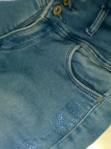 Sparkly High-Waisted Denim Jeans