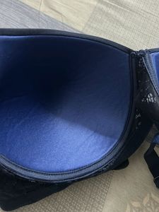 Navy Blue Lace Trim Bra