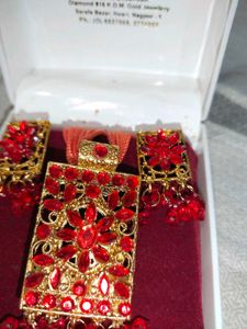 Red Stone Necklace and Earring Set