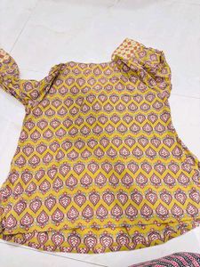 Yellow Printed Kurta