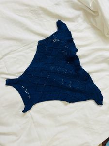 Blue Knit Crochet Top