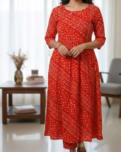 Elegant Red Printed Kurta Set