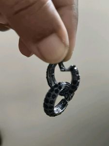 Chunky Black Diamond Hoop Earrings