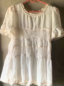 Sheer Lace Trimmed White Shirt