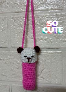 Crocheted Panda Mini lipstick holder