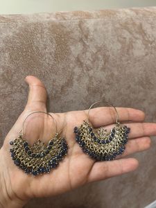 Exquisite Blue Stone Hoop Earrings