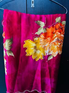 Floral chinnon Saree never worn
