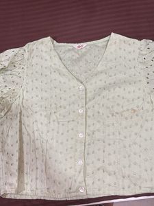 Mint Green Eyelet Blouse