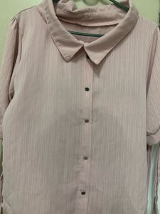 Chic Pink Striped Button-Up Blouse