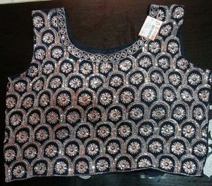 Sparkling Sequined Navy Blue Blouse
