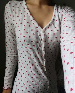 Cute Heart Print Sleep Romper