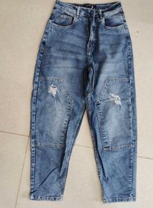 Distressed Blue Denim Jeans
