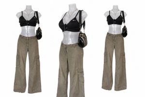 Y2K Cargo Pants &amp; Sports Bra Set