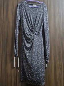 Ghost London Chic Floral Print Twist Front Midi Dr