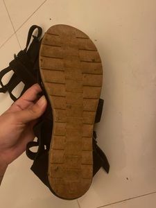 Black Fringed Gladiator Sandals