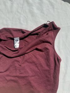 Maroon Ruched Sleeveless Top