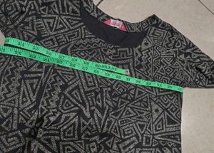 Black Geometric Print Midi Dress