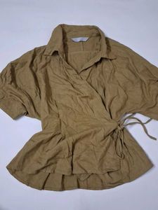Chic Brown Wrap Top