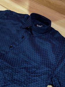premium NO FUSS Smart Fit Men's Navy Geometric Shi