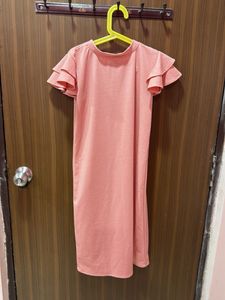 Chic Pink Ruffled Sleeve Dress