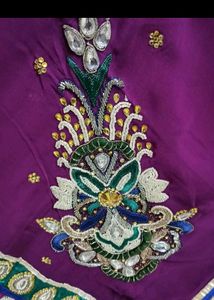 Purple Saree With Heavy Embroidered