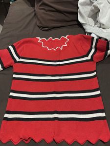 Striped Red Knit Top