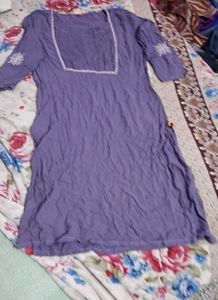 Purple Kurta with White Embroidery