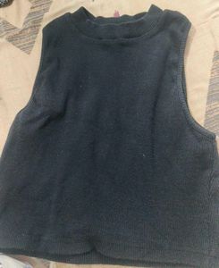 Black Ribbed Sleeveless Top