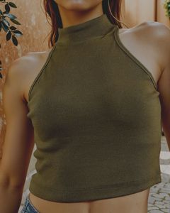 Ribbed Mock Neck Crop Top