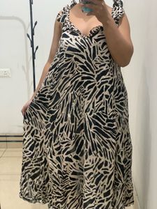 H&M Stylish Zebra Print Midi Dress