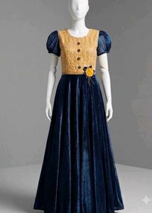 (New one)Beautiful gold & Navy Ethnic Gown