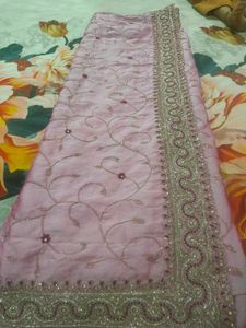 Elegant Pink Embroidered Saree