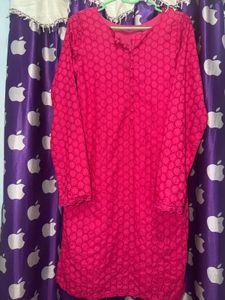 Vibrant Pink Chikankari Kurta Set