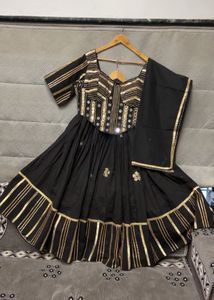 Black & Gold Embroidered Lehenga Set