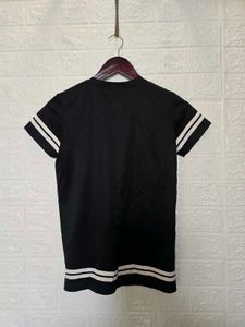 Black Striped V-Neck T-Shirt