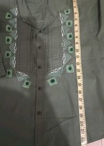 kid's Green Embroidered Kurta